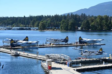 Vancouver, BC, Kanada - 15 Ağustos 2023: Vancouver Limanı deniz uçağı