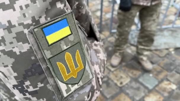 Вооружённые Силы Украины Украинский Солдат Украинская Армия Флаг Украины Военной — стоковое видео