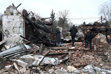 Lviv, Ukrayna - 1 Ocak 2024: Lviv 'deki Rus insansız hava aracı saldırısından sonra Roma Şukhevych Müzesi' nin yıkımı. 