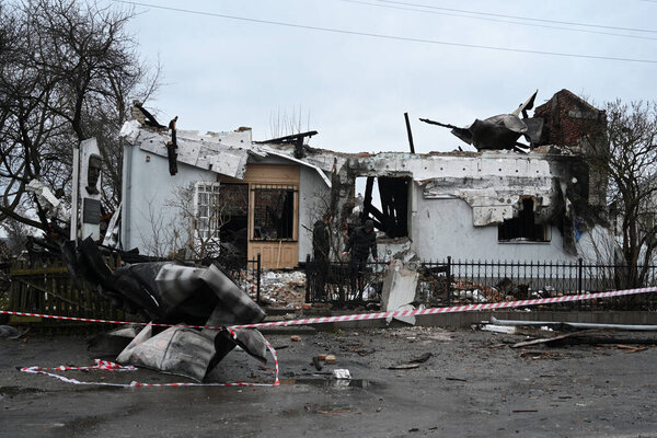 Lviv, Ukraine - January 1, 2024: Destroyed building Roman Shukhevych Museum after a Russian drone attack in Lviv. 