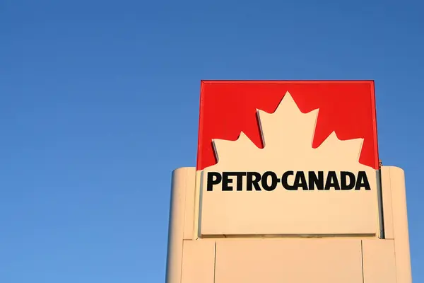 stock image Kamloops, BC, Canada  - July 20, 2023: Gas station Petro-Canada logo. 