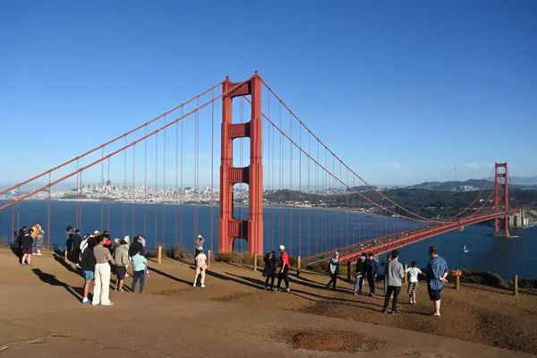 stock image San Francisco, CA, USA - July 25, 2023: A people near the Golden Gate Bridge. 