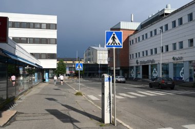 Rovaniemi, Finlandiya - 27 Temmuz 2024: Finlandiya 'nın kuzeyindeki Rovaniemi şehri.