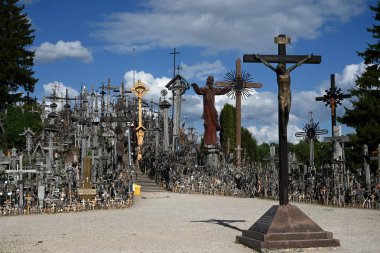 Siauliai, Litvanya - 22 Temmuz 2024: Haçlar Tepesi (Kryziu kalnas).