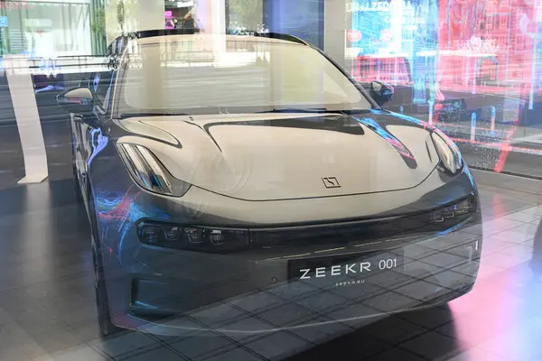 stock image Stockholm, Sweden - July 30, 2024: Zeekr electric vehicle in salon  in downtown of Stockholm.