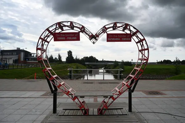 stock image Haparanda, Sweden - July 28, 2024: The Future Arc at the border between Sweden and Finland.