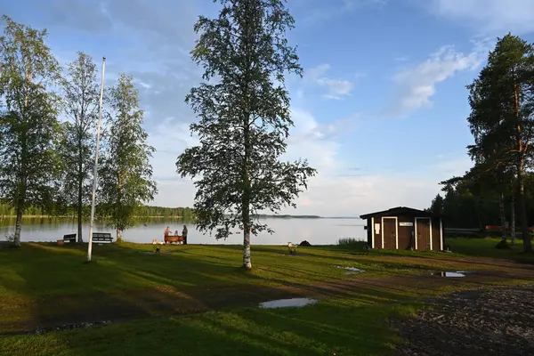 stock image Pyhajarvi, Finland - July 25, 2024: Sauna in camping on Lake Pyhajarvi in the south of Northern Ostrobothnia region, Finland.