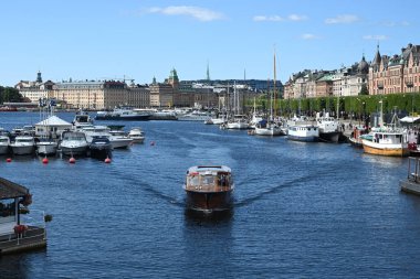 Stockholm, İsveç - 30 Temmuz 2024: Stockholm Rıhtımı.