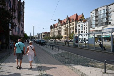 Magdeburg, Germany- August 23, 2024: People in the center of city Magdeburg. clipart