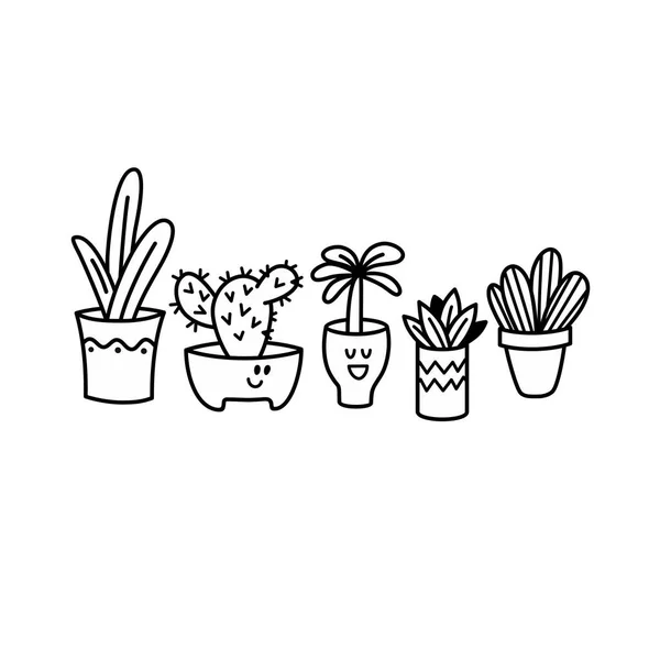 cacto simples desenhado à mão bonito. planta de casa em um clipart