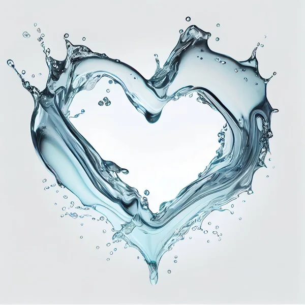 Abstraktes Wasser Herz Design Element Wasserstrahl Herzform Spritzend Flüssiger Spritzer lizenzfreie Stockbilder