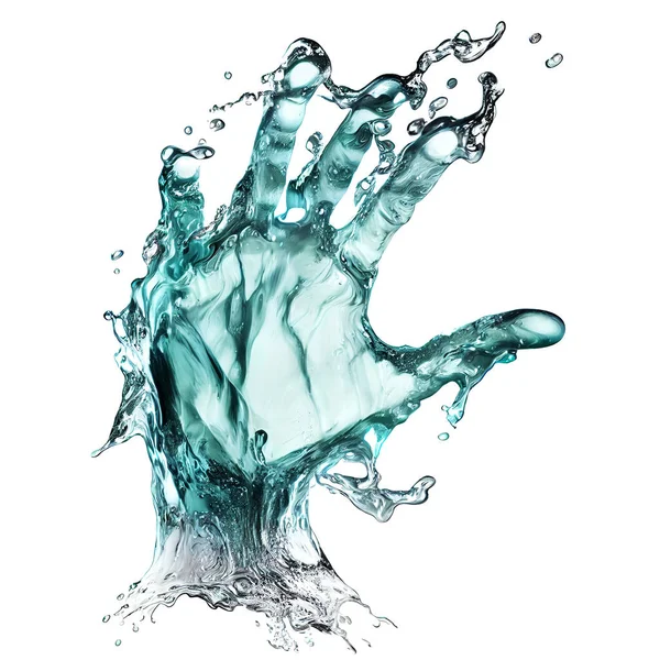 水的手伸出设计单元 水的流动和飞溅呈手形 — 图库照片
