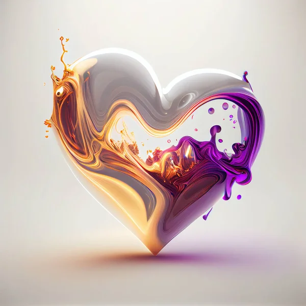 Αφηρημένο Γυαλιστερό Χρώμα Σχήμα Καρδιάς Στοιχείο Σχεδιασμού Παφλασμό Υγρό Λάκα Royalty Free Φωτογραφίες Αρχείου