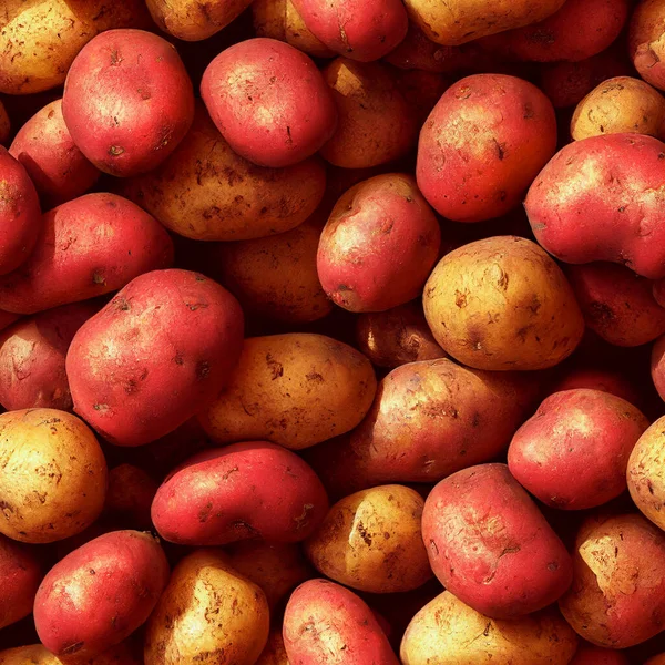 Heap Blandad Vit Och Röd Potatis Top View Raw Food Stockfoto