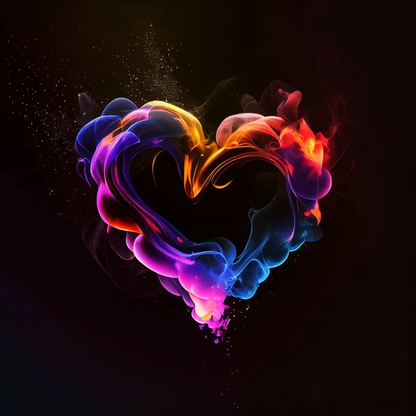 Abstrakter Farbenfroher Rauch Herzform Designelement Aufsteigende Dämpfe Bilden Ein Herz lizenzfreie Stockbilder