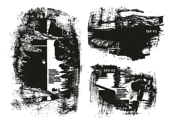 撕碎和撕碎的纸背混合格朗格庞克风格的高细节摘要向量背景混合集 — 图库矢量图片