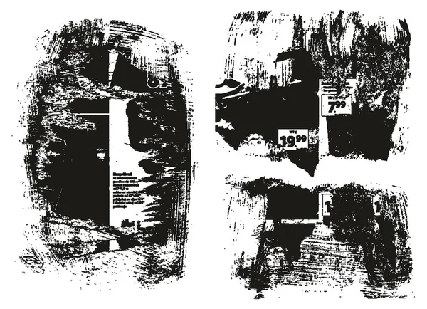 撕碎和撕碎的纸背混合格朗格庞克风格的高细节摘要向量背景混合集 — 图库矢量图片