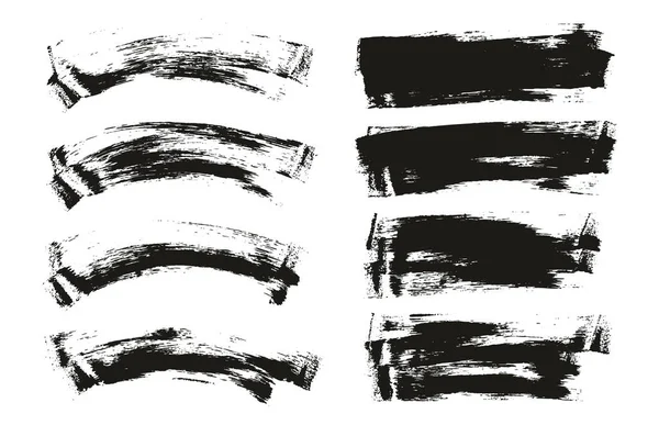フラットスポンジ薄いアーティストブラシ長い 湾曲した背景ミックス高詳細抽象ベクトル背景ミックスセット — ストックベクタ