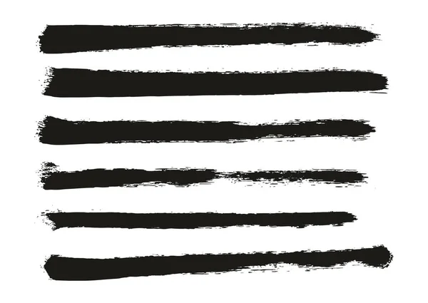 ラウンドスポンジ薄いアーティストブラシストレートライン高詳細抽象ベクトル背景セット — ストックベクタ
