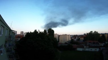 Big Black Smoke From A Fire In Zagreb Croatia