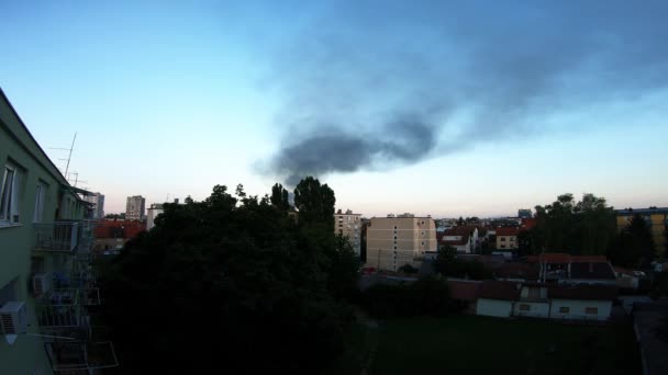 Big Black Smoke Fire Zagreb Croatia — Stock video