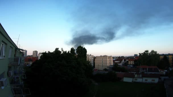 Big Black Smoke Fire Zagreb Croatia — Wideo stockowe