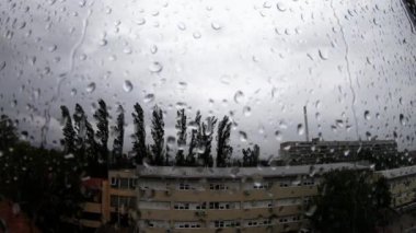 Heavy Rain And Raindrops On Window