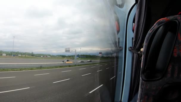 Toll Booth Bus Drive Highway Croatia — Stock video