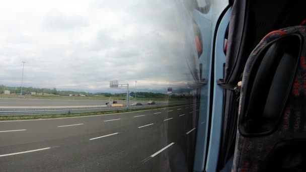 Toll Booth Bus Drive Highway Croatia — Stockvideo