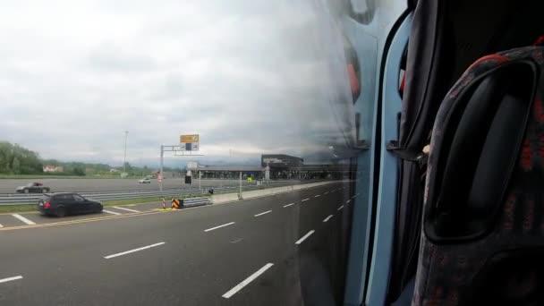 Toll Booth Bus Drive Highway Croatia — Stock Video
