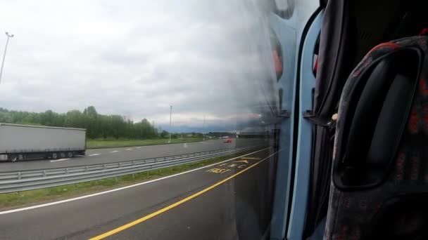Toll Booth Bus Drive Highway Croatia — стокове відео