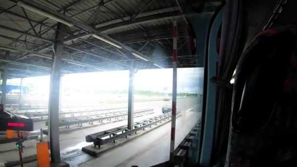 Toll Booth Bus Drive Highway Croatia — Stock video