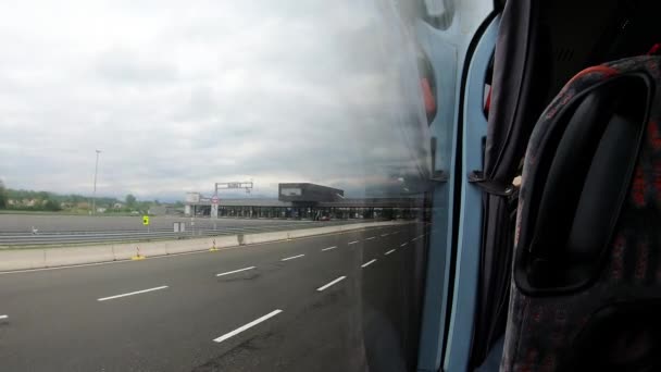 Toll Booth Bus Drive Highway Croatia — Αρχείο Βίντεο