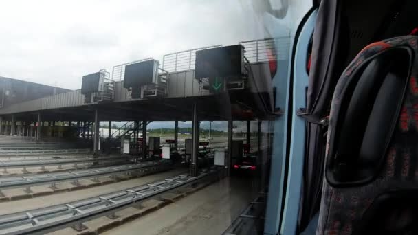 Toll Booth Bus Drive Highway Croatia — Stockvideo