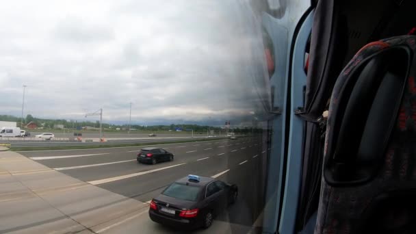 Toll Booth Bus Drive Highway Croatia — Stockvideo