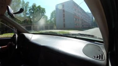 Car Drive Trough Town Passenger View