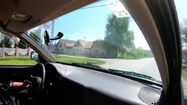 Mașină Condus Prin Oraș Țară Vedere Pasageri — Videoclip de stoc