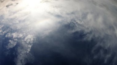 Cloudy Day With Blue Sky And Sun Showing Trough Clouds