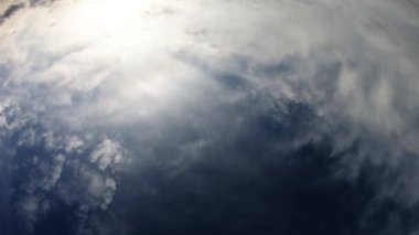 Cloudy Day With Blue Sky And Sun Showing Trough Clouds