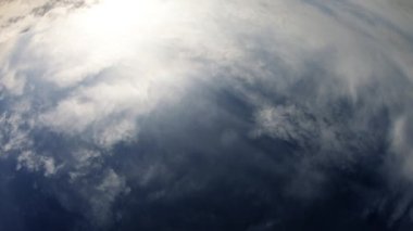 Cloudy Day With Blue Sky And Sun Showing Trough Clouds