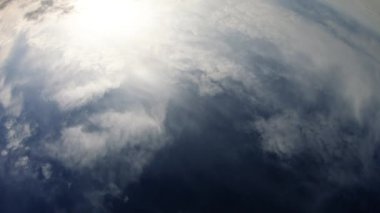 Cloudy Day With Blue Sky And Sun Showing Trough Clouds