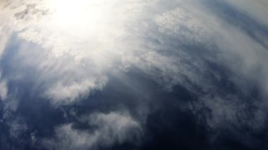 Cloudy Day With Blue Sky And Sun Showing Trough Clouds