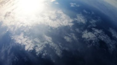 Cloudy Day With Blue Sky And Sun Showing Trough Clouds