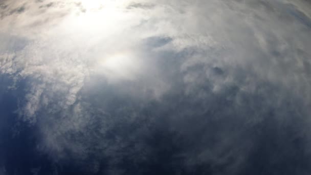 Cloudy Day Blue Sky Sun Showing Trough Clouds — Stockvideo