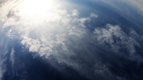 Cloudy Day Blue Sky Sun Showing Trough Clouds — Vídeo de Stock