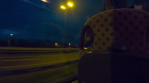 Jízda Autobusem Dálnici Koryto Chorvatsko Venkov Noci — Stock video