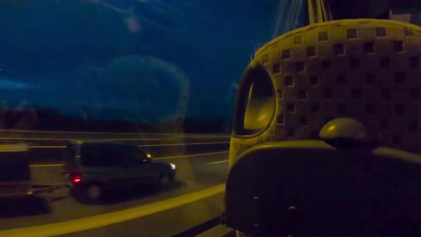 Jízda Autobusem Dálnici Koryto Chorvatsko Venkov Noci — Stock video