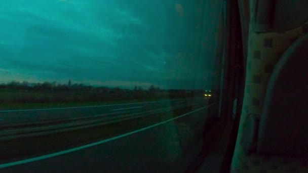 Автобусна Поїздка Шосе Хорватія Сільська Місцевість Заході Сонця — стокове відео