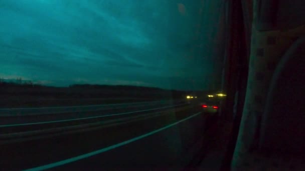 Bus Ride Highway Trough Croacia Campo Atardecer — Vídeo de stock