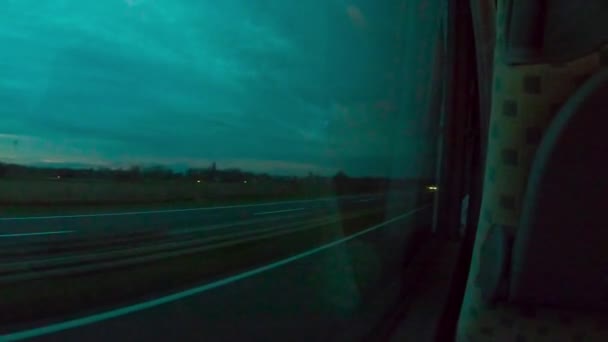 Autobuz Plimbare Autostradă Prin Croația Apusul Soarelui — Videoclip de stoc